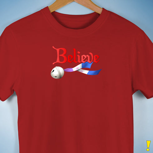Believe Drag Pride Flag Jingle Bell Premium Unisex T-Shirt - Red